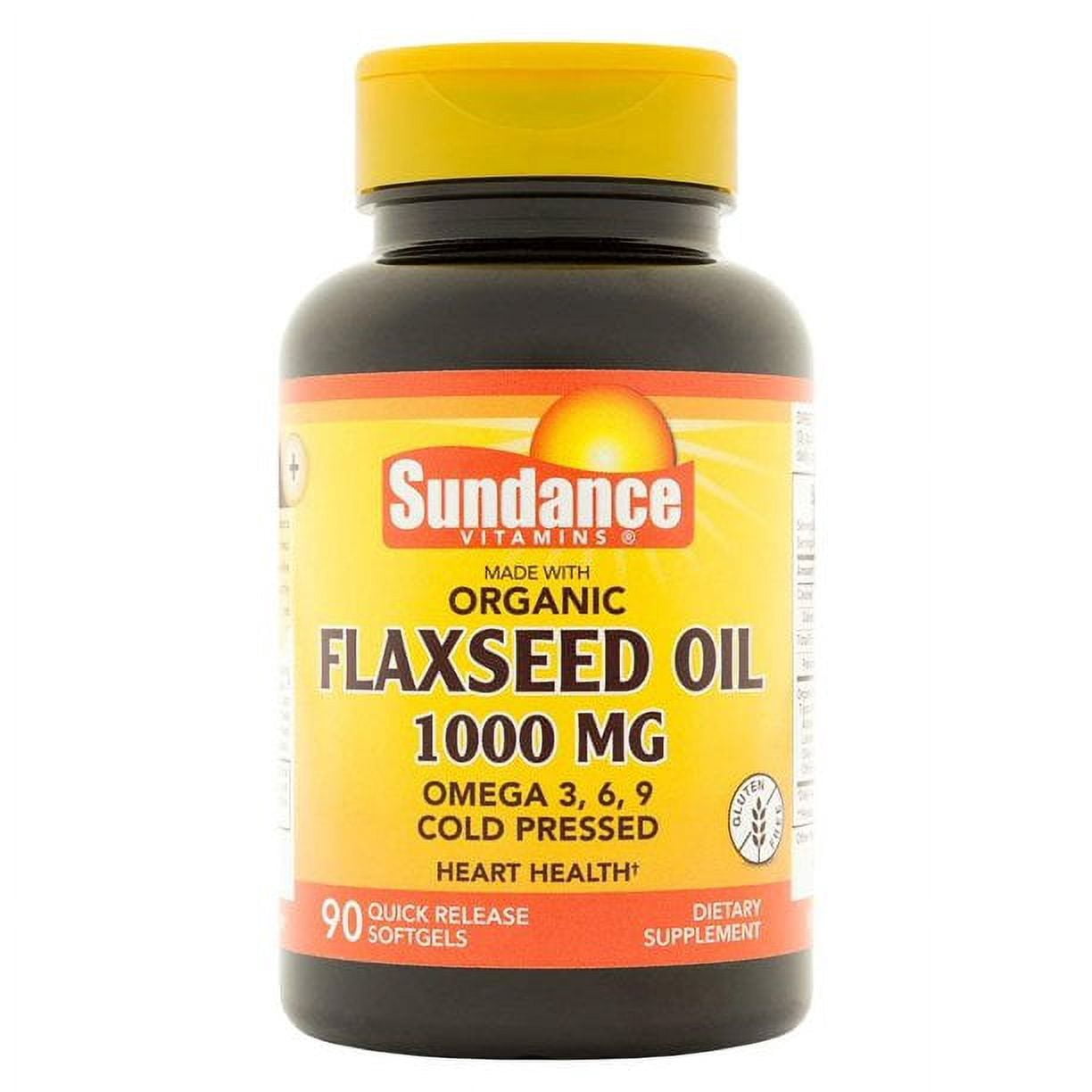 3 Pack Sundance Vitamins Flaxseed Oil 1000mg with Omega 3, 6, 9, 90 Softgel