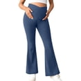 thumbnail image 2 of WPPGONE Maternity Flare Leggings for Women Crossover High Waisted Yoga Pants Stretchy Bell Bottoms Dance Workout Casual Wear Fashion Activewear Trousers, 2 of 5