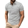 thumbnail image 1 of Bibifish Mens Polo Shirts Solid Plain Lapel Collar Button Placket Shirts Mens Spring Summer All Occasion Casual Tops, 1 of 2