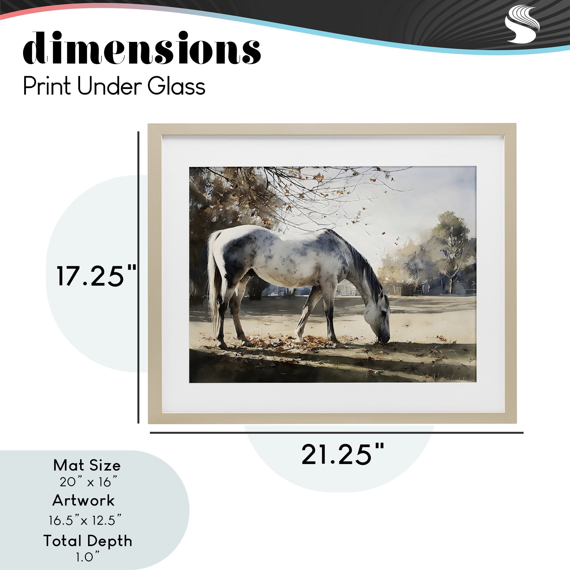 Stupell Industries Grey & White Mare Grazing Birch Framed Print Under Glass, design by Franklyn Gregory