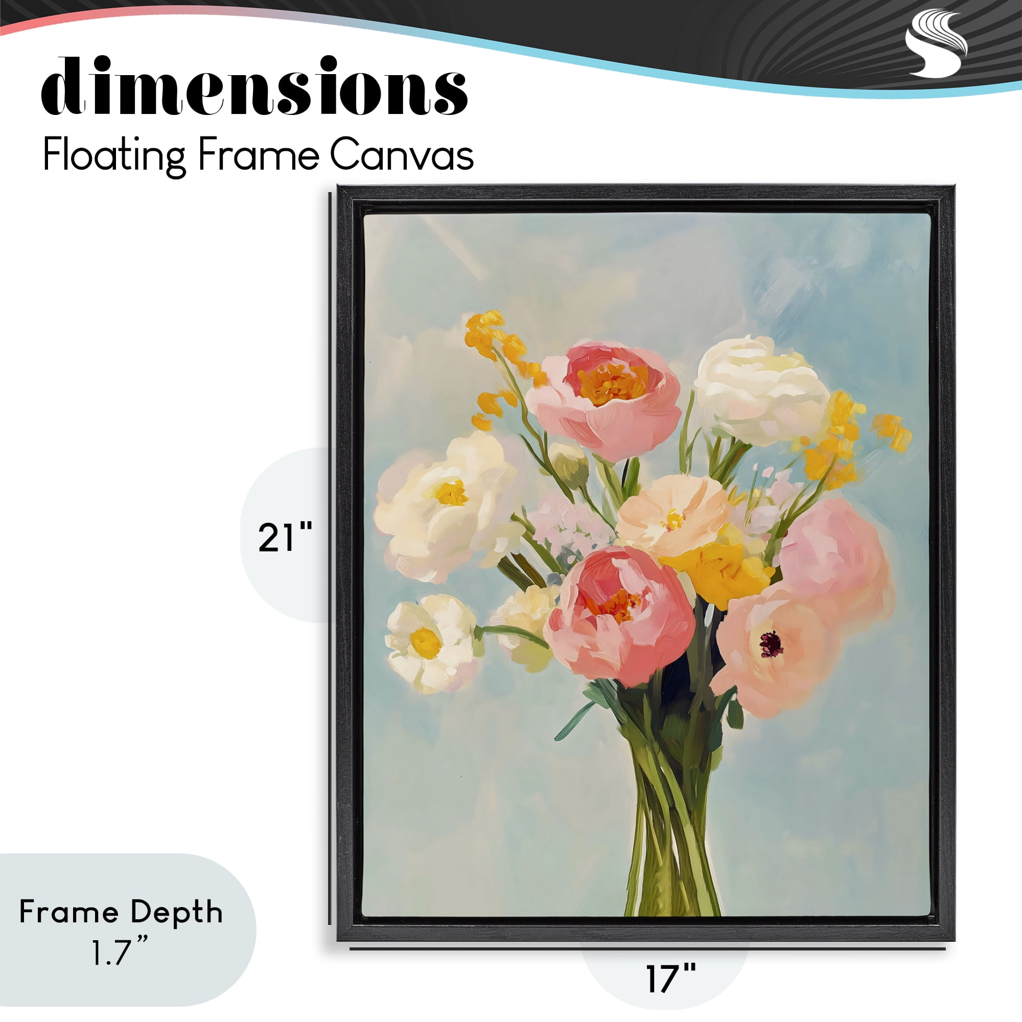 Stupell Industries Eclectic Floral Bouquet Black Framed Floater Canvas Wall Art, design by The Prints Vibe