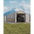 thumbnail image 2 of 12 ft x 20 ft Enclosed Metal Carport with Vertical Steel Roof, All-Weather Metal Garage Shed with Side Man Door for Sedans & SUVs, Gray Finish, 2 of 8