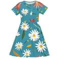 thumbnail image 4 of GERsome Summer Dresses for Girls Cute Floral Print Crewneck T-shirt Dresses Loose Short Sleeve Beach Party Sundress Size 4-14 Years, 4 of 5