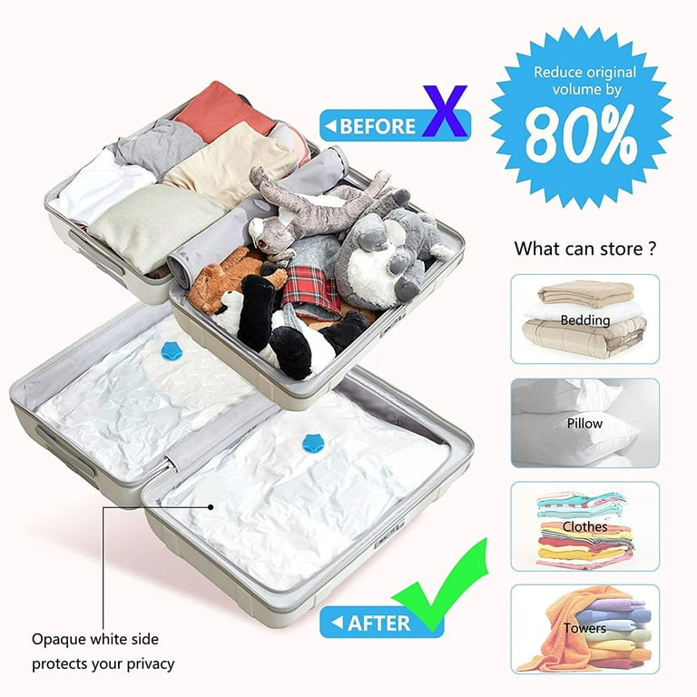 Clothes Vacuum Bag, One-Way Air Discharge No Air Leakage Reusable With An  Air Valve Quilt Vacuum Bag, for Bedding Supplies Quilt(Storage compression  bag + hand pump) 