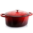 thumbnail image 1 of Olla Dutch Oven Crock-Pot artesanal de hierro fundido esmaltado, 7 litros, rojo escarlata, 1 of 6