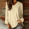 thumbnail image 2 of YUGYXL Women Long Sleeve Shirts Trendy Casual Dressy V Neck Loose Fit Summer Fall Tunic Clothes Yellow Sweatshirt XXXL, 2 of 7