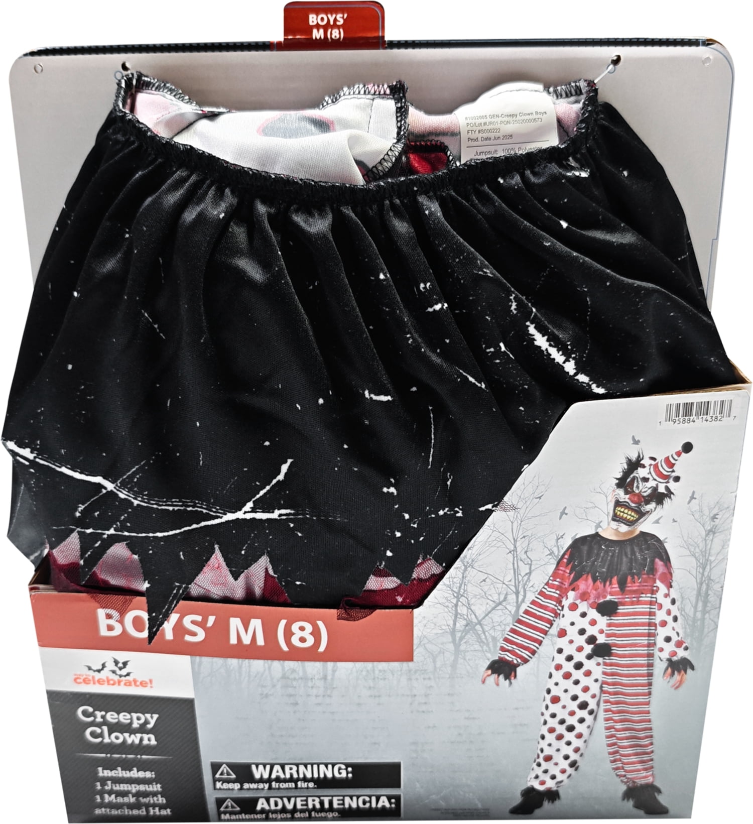 Creepy Clown Halloween Costume for Children, Boy's Size XL (14/16), by Way to Celebrate