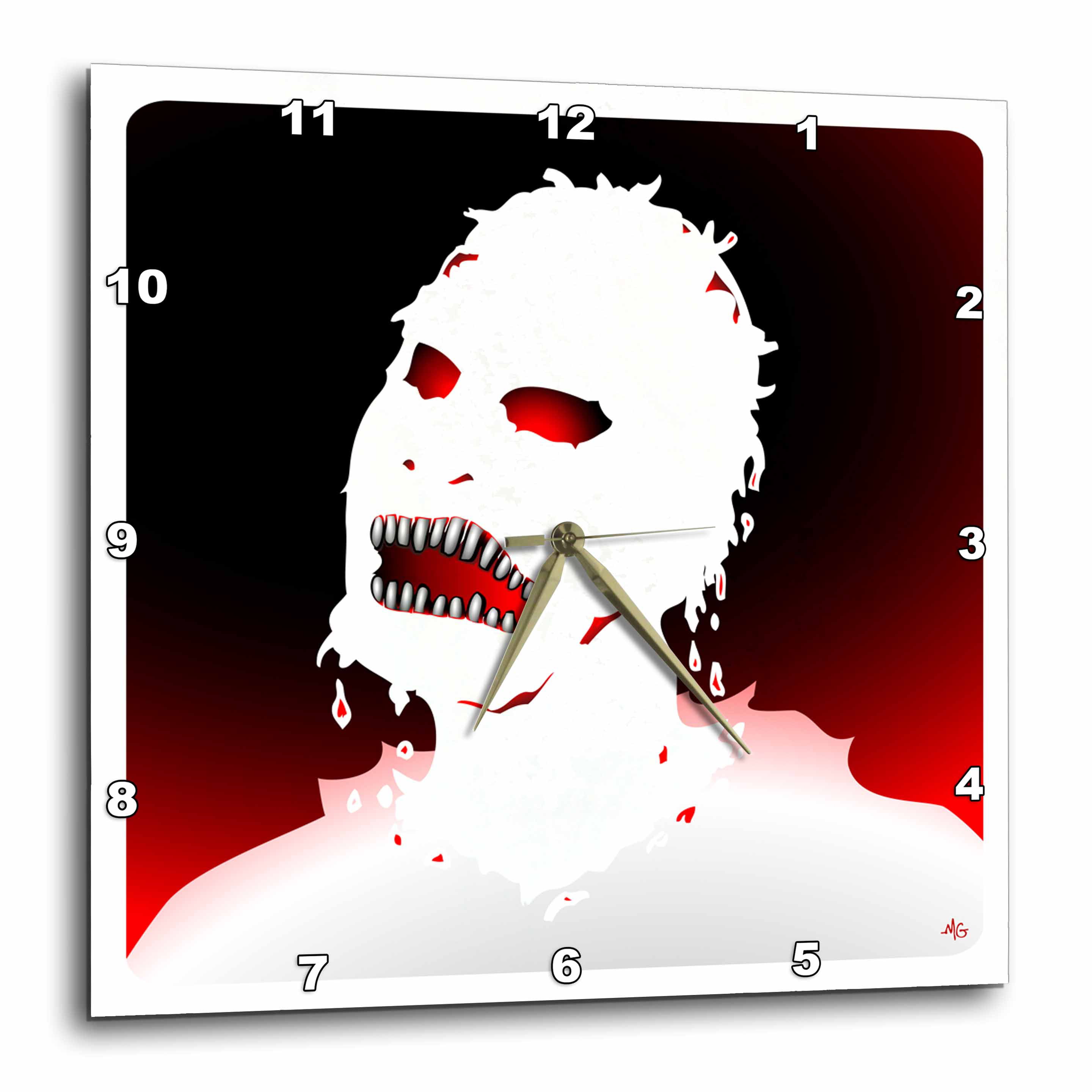 3dRose dpp_25580_1 Zombies White Zombie 1 on White-Wall Clock 10 by 10-Inch 