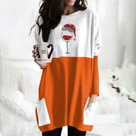 

jsaierl Sweatshirt Dress for Women Winter Long Sleeve Christmas Dresses Holiday Plaid Print Crewneck Shirt Dress Casual Hide Belly Dress Christmas Gift for Teen Girls
