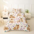 thumbnail image 2 of Homewish Kawaii Golden Retriever Twin Duvet Cover,Flower Leaf Twin Bedding,Cream,Polkadot Reversible,2 Pieces,1 Duvet Cover and 1 Pillowcase, 2 of 6