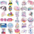 thumbnail image 3 of Laser Pink Stickers Aesthetic 60 Pcs Waterproof Laptop Stickers Decals for Water Bottle Vintage Scrapbook Stickers(Laser Powder), 3 of 4
