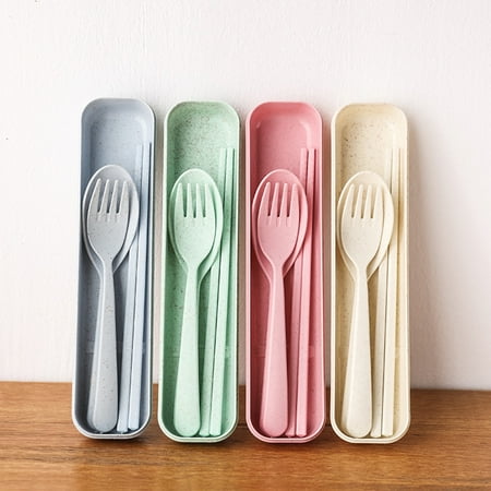 

3Pcs/Set Cutlery Set Smooth Surface Environmentally Friendly Burrs-free Non-slip Food Grade Dining Corrosion Resistant Travel Portable Cutlery Spoon Fork Chopsticks for Outdoor