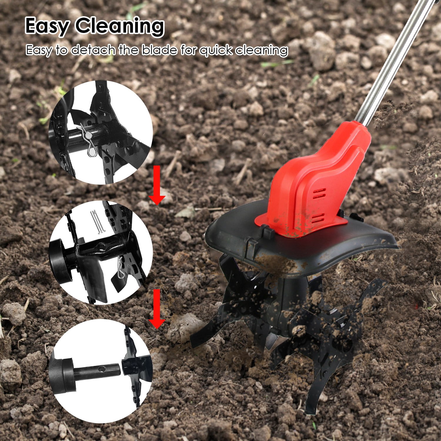 21V Cordless Electric Tiller Cultivator for Wide&Deep Tilling afety Lock Auxiliary Handle Perfect for Garden Bed Preparation Weeding Soil Aeration Lawn Care Raised Bed Vegetable Patch Gardening Tool