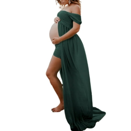 

Momacia Pregnant Women Off Shoulder Maxi Dress Maternity Photo Shoot Photography Gown