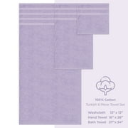 American Soft Linen Turkish 6 Piece Towel Set, 100% Cotton Premium Soft Bathroom Towels, Lilac