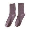 thumbnail image 4 of Daznico Socks for Women - Women's Stacked Socks Mid Calf Double Needle Knit Solid Color Casual Retro Korean Japanese Style Socks for Daily Wear, 4 of 4