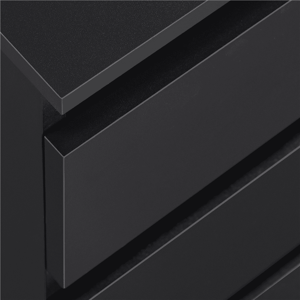 Renwick Vertical Nightstand with 3 Drawers for Bedroom, Adults, Black