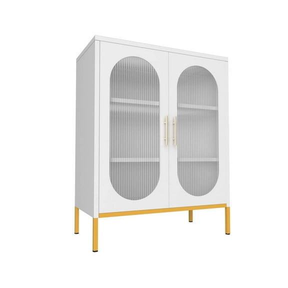 Fluted Glass 2-Door Cabinet