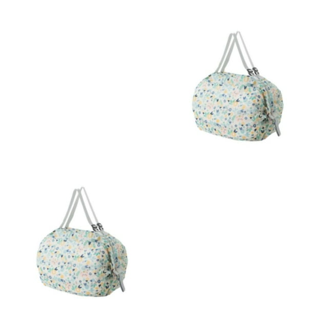 mmirethe Organize Travel Essentials Foldable Storage Bag Travel-friendly Beach Bag blue flower 2Set