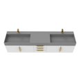 thumbnail image 2 of Amazon 84" White Wood Floating Vanity with Gray Top and Gold Trim, 2 of 10