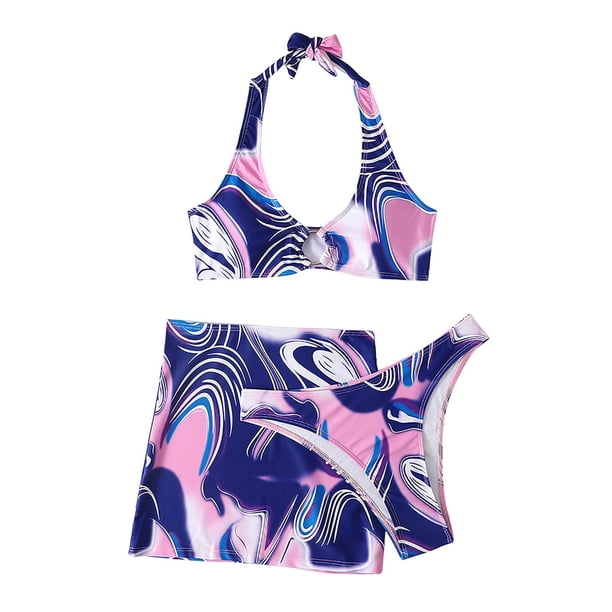 Bikini de tres piezas para mujer Falda corta sexy de tres piezas con almohadilla en el pecho sin aros Wmkox8yi FGJ1398