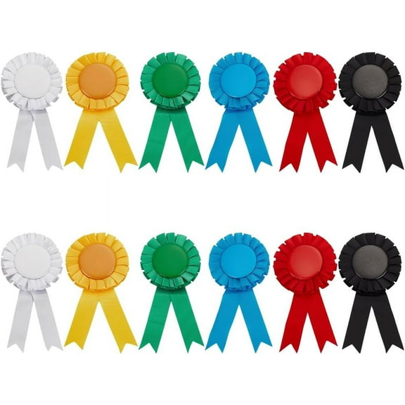 12 Pcs 6 Colors Award Ribbon Sets Blank Award Ribbon Honorable Award Ribbon Make Your Own Prize Honorable Ribbon for Classroom Prizes Competition Sport Event School Contest