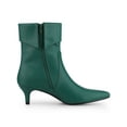 thumbnail image 3 of BLISSFUL STEP Women's Fold Over Kitten Heels Solid Print Zip-Up Ankle Boot Green 8.5, 3 of 8