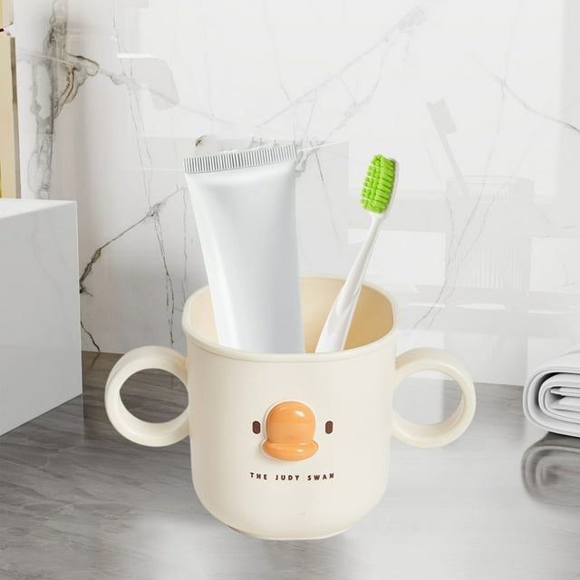 Vaso Para Enjuague Bucal, Vaso De Plástico Para Cepillado Con Mango Antideslizante Y Bordes Redondeados Para Un Uso Seguro, Soporte Compacto Para Pasta De Dientes De Viaje Para El Hogar,