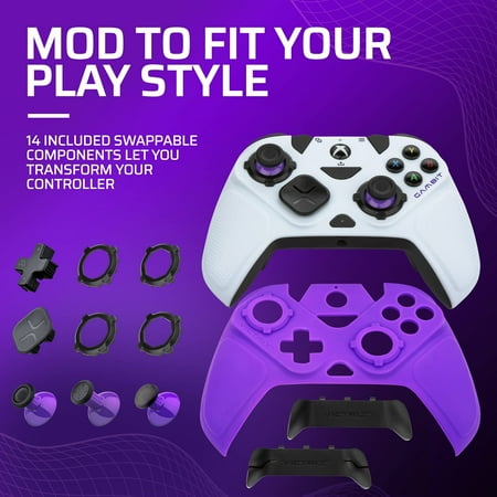 PDP - Victrix Gambit World's Fastest Licensed Xbox Controller, Elite Esports Design - Xbox One, Series X|S, Windows 10 - White & Purple