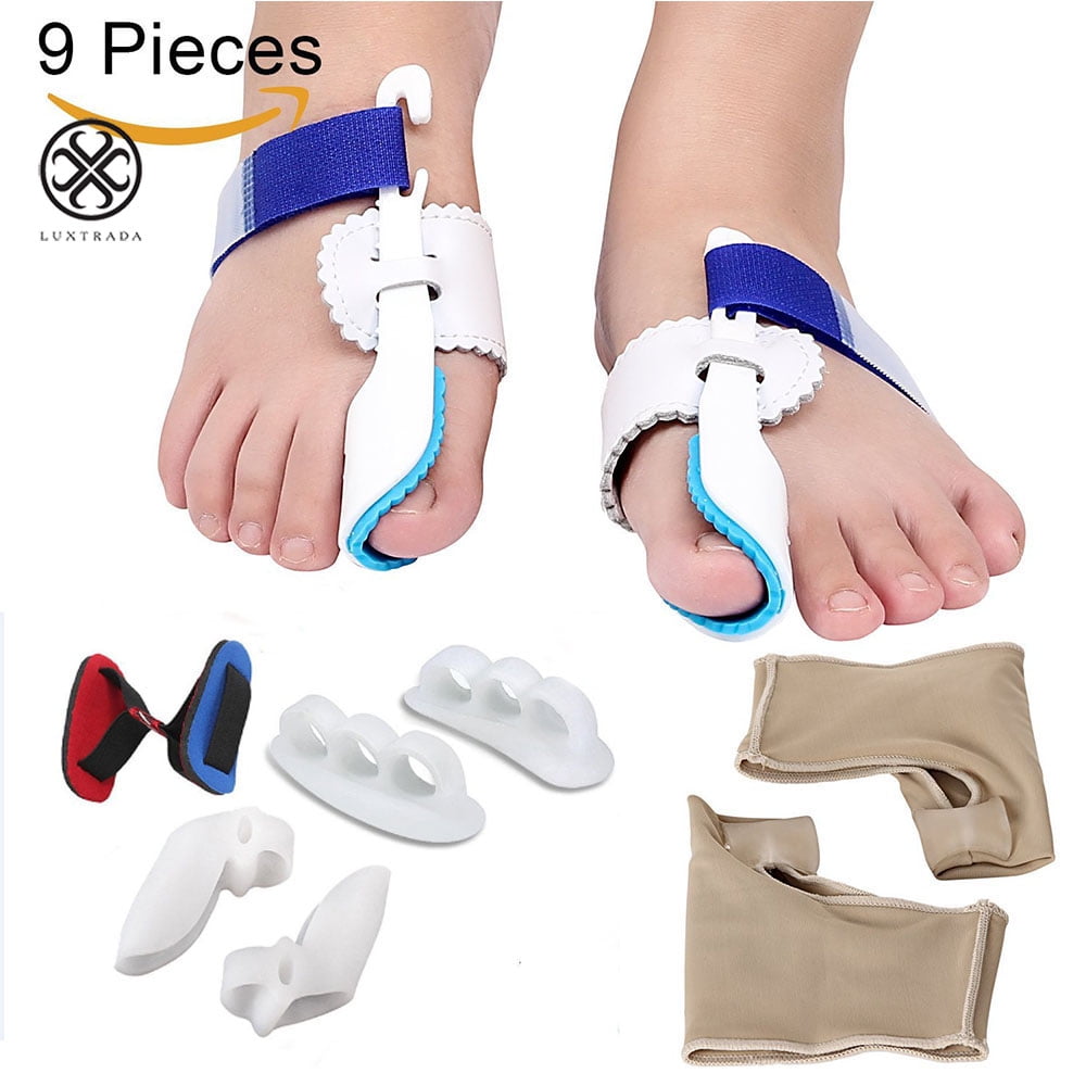 Luxtrada 9 in 1 Bunion Relief Kit Care & Bunion Corrector Treat Pain in Hallux Valgus- Bunion Pads, Splint, Bootie, Protector, Guard for Men and Women