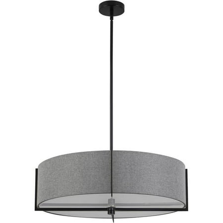 

Dainolite PST-264LP-MB-GRY 26 in. Preston 4 Light Incandescent Pendant Matte Black with Gray Shade