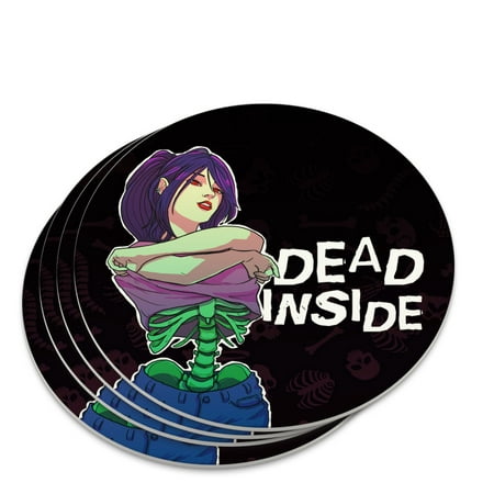 

Dead Inside Girl with Exposed Skeleton Bones Novelty Coaster Set