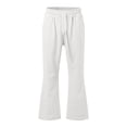 thumbnail image 4 of Mens Sweatpants Baggy Solid Color Wide Leg Flare Pants Relaxed Fit Straight Leg Spring Fall Lightweight Resort Trousers White M, 4 of 5