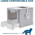 thumbnail image 3 of Cat Litter Box with Litter Mat and Scoop, Large Foldable Litter Box with Lid, Front Entry Top Exit Kitty Box, Odor Control, Easy to Clean (Grey), 3 of 5