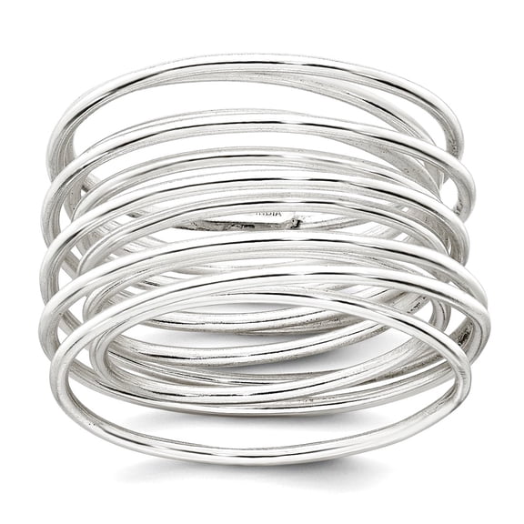 23.9mm 925 Sterling Silver Polished Multi Band Flexible Ring Size 8 Ring for Women and Men