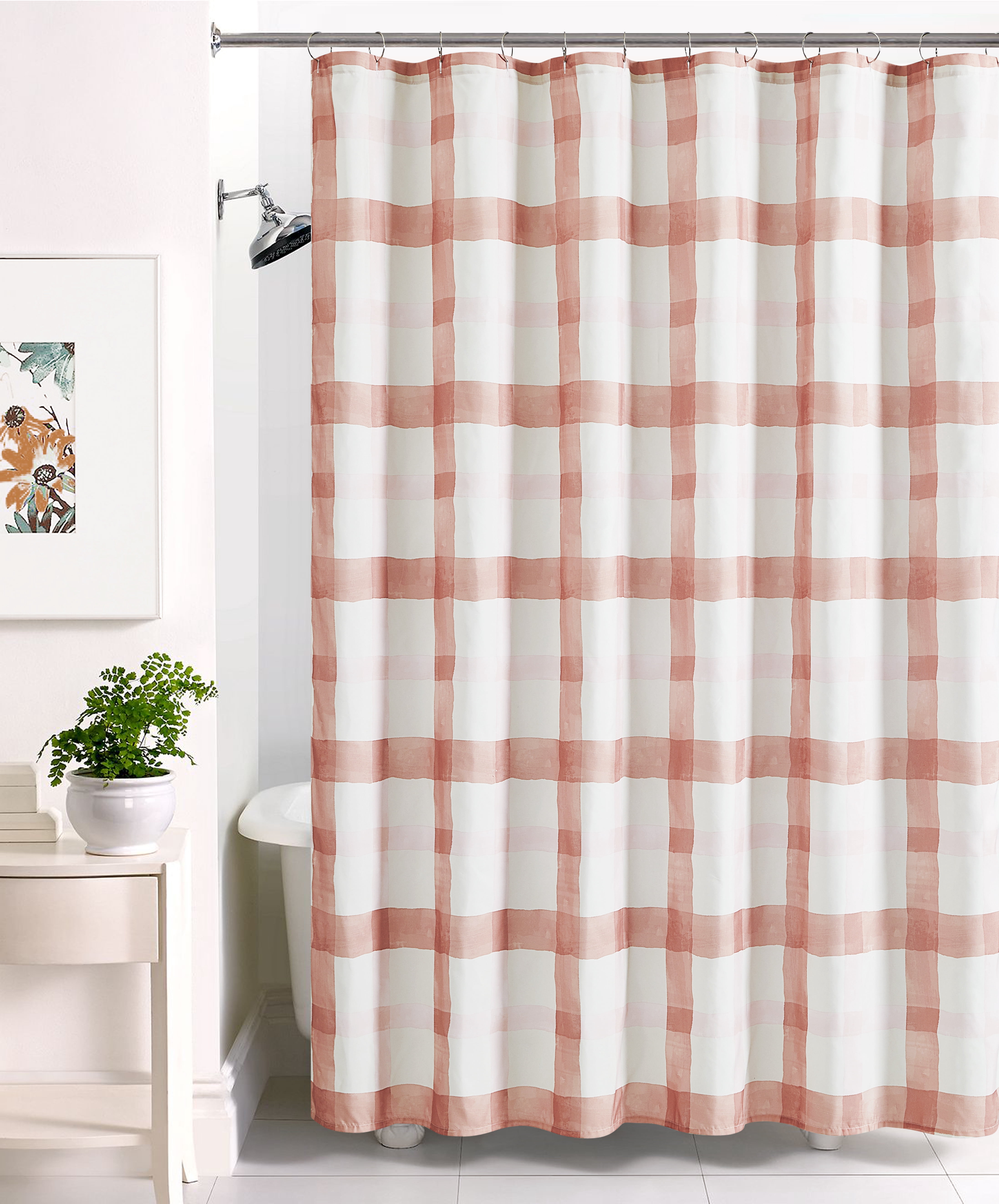 Mainstays Watercolor Plaid Coordinating Shower Curtain