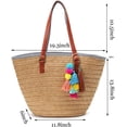 thumbnail image 3 of Kukuzhu Straw Beach Bag Large Woven Straw Bag Handbag Women's Woven Tote Bag Summer Beach Tote with Tassel for Travel, 3 of 7