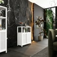 thumbnail image 2 of Lisonu Natural Bamboo Large Capacity Storage Cabinet with Shelves for Bathroom and Living Room, 2 of 11
