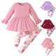 thumbnail image 2 of Gibobby Conjunto de ropa para bebé y niño Niñas Pequeñas Invierno Manga Larga Color Sólido Volantes Estampados De Flores Tops Pantalones 2pcs Trajes Conjuntos Ropa(Morado, 12-18 Meses), 2 of 4