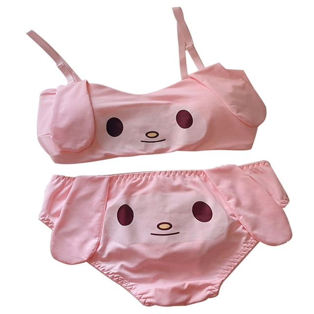 Pyjama Kawaii pour Femmes Bretelles Spaghetti Chien/lapin Crop Top Shorts