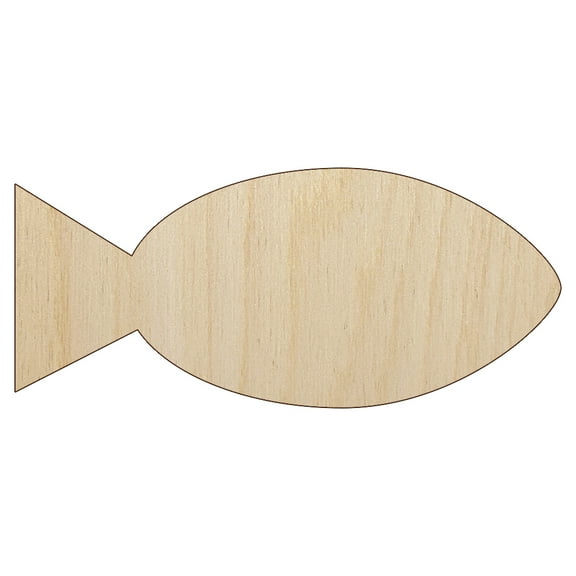 Fish Solid Wood Shape Unfinished Piece Cutout Craft DIY Projects - 4.70 Inch Size - 1/8 Inch Thick