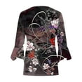 thumbnail image 4 of Nrmvnmi Women Open Front Lightweight Cardigan Summer Puff Sleeve Cardigans Fashion Floral Printed Kimono Cardigan Casual Loose Fit Cover Up Blouse Tops, 4 of 5