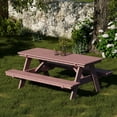 thumbnail image 2 of Wildridge Heritage 72 in. Picnic Table with Attached Benches, Cherrywood - Outdoor Weather Resistant HDPE Picnic Table for Patio, Porch, Deck, Lawn, 2 of 4