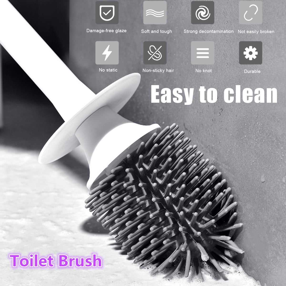 Creative Toilet Brush Holder Set Hanging/Landing Bathroom Cleaning Kit ...