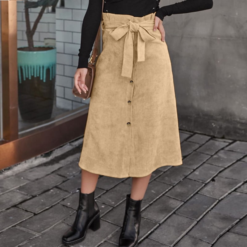 Womens Skirts Button Down Front Mid 
