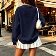 thumbnail image 4 of Crew Neck Sweatshirts Women Fall Oversized Crewneck Sweatshirt Vintage Fleece Pullover Loose Fit Cute Y2K Hoodie Navy XL, 4 of 7