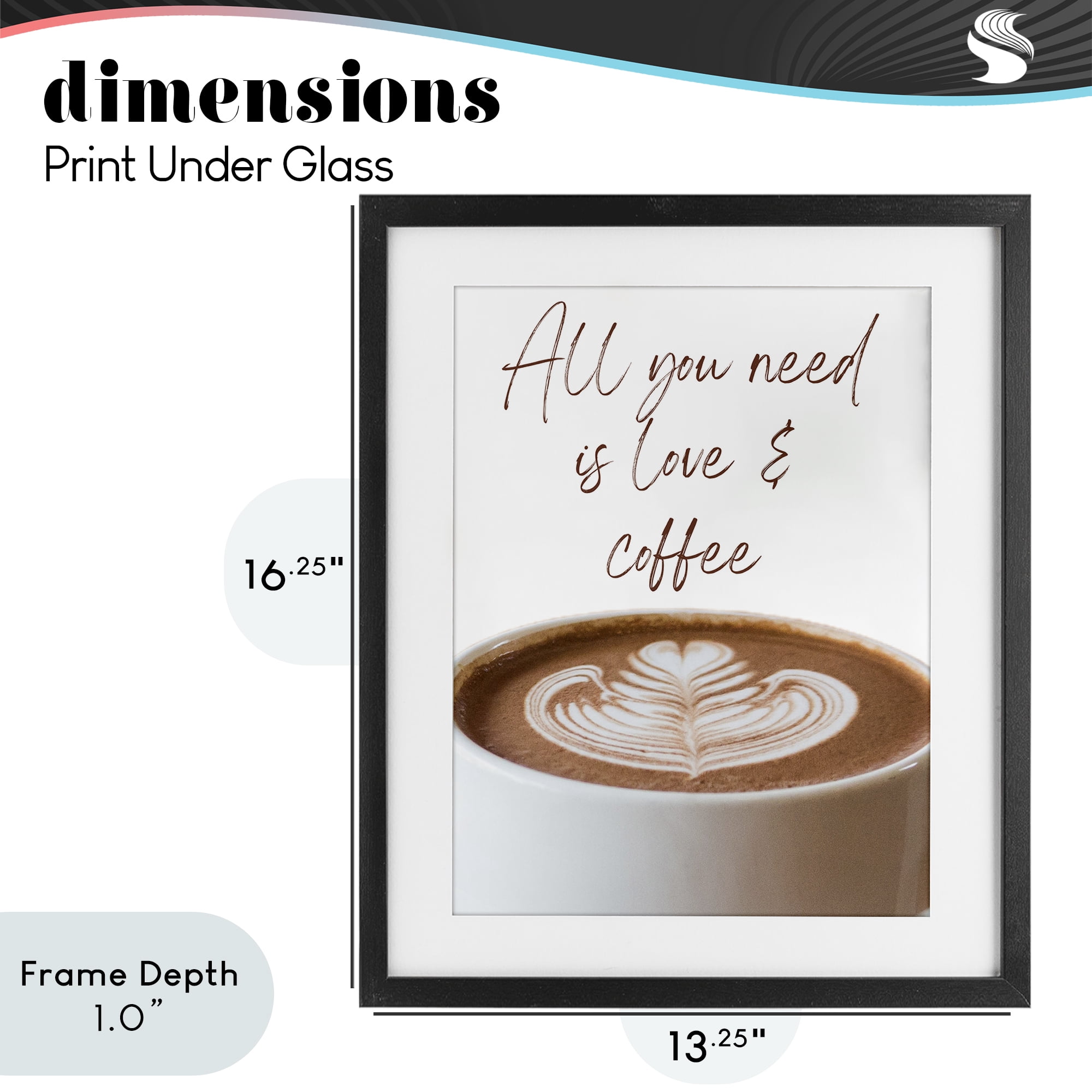Stupell Industries All You Need Love & Coffee Black Framed Print Under Glass, design by Jesse Keith