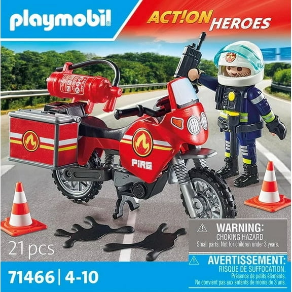 PLAYMOBIL #71466 Action Heros Fire Motorcycle & Oil Spill Response NEW!