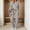 Khaki, variant on Two Piece Lounge Set Women Ribbed Knit Travel Outfit Wrinkle-Resistant Relaxed Fit