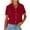 Red, variant on Womens Short Sleeve Shirts Spring Summer Tops V Neck Collared Button Down Ladies Shirt Tops Trendy 2025